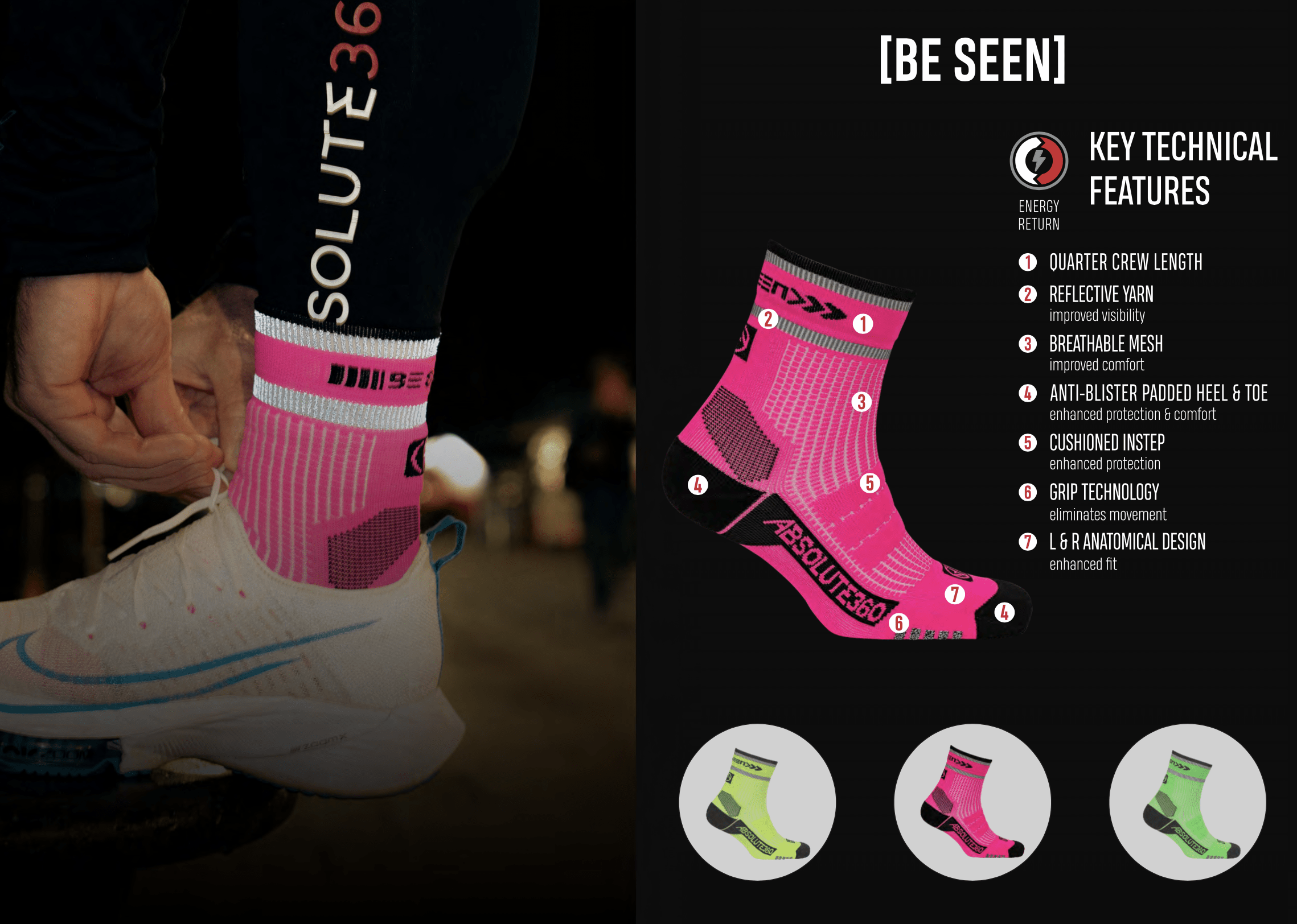 Absolute360 "Be Seen" Reflective Running Socks - Image 5